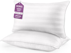 DIORIS Queen Pillows Set of 2 - Bed Pillows for Sleeping, Cooling Down Alternative Pillow, Medium Firm for Side Back Stomach Sleepers, Hotel Quality, Machine Washable
