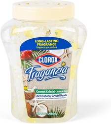 Clorox Fraganzia Crystal Beads Air Freshener, Long Lasting Room Deodorizer and Odor Eliminator Gel Beads to Freshen Home, Car, or Office, Coconut Colada Scent, 12 Fl Oz