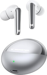 Monster N-Lite 203 AirLinks Wireless Earbuds, Bluetooth 5.3 Headphones HiFi Stereo, Wireless Earphones with 30H Playback, Type-C Charging, HD Clear Call, Touch Control, IPX6 in-Ear Earbuds（Silver）