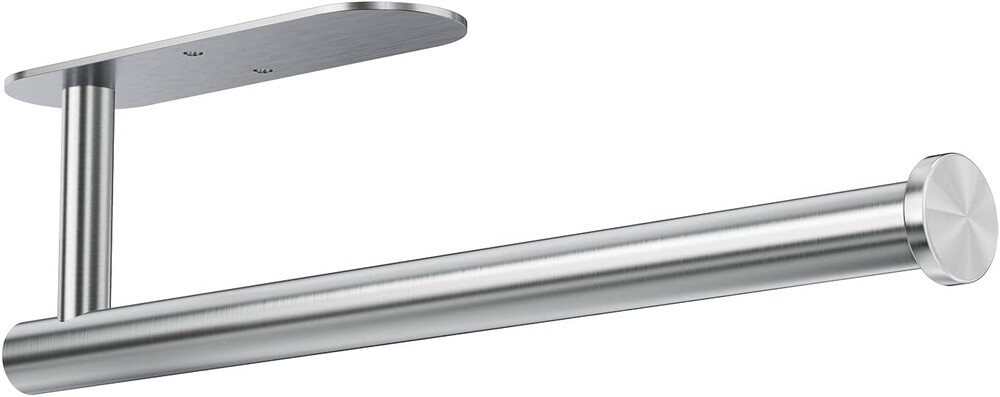 Auxmir Under Cabinet Paper Towel Holder, Self Adhesive or Screws Wall Mount, Thicken 304 Stainless Steel Kitchen Roll Rack, Fits Mega Rolls, for Kitchen Bathroom Fridge Pantry RV,Silver