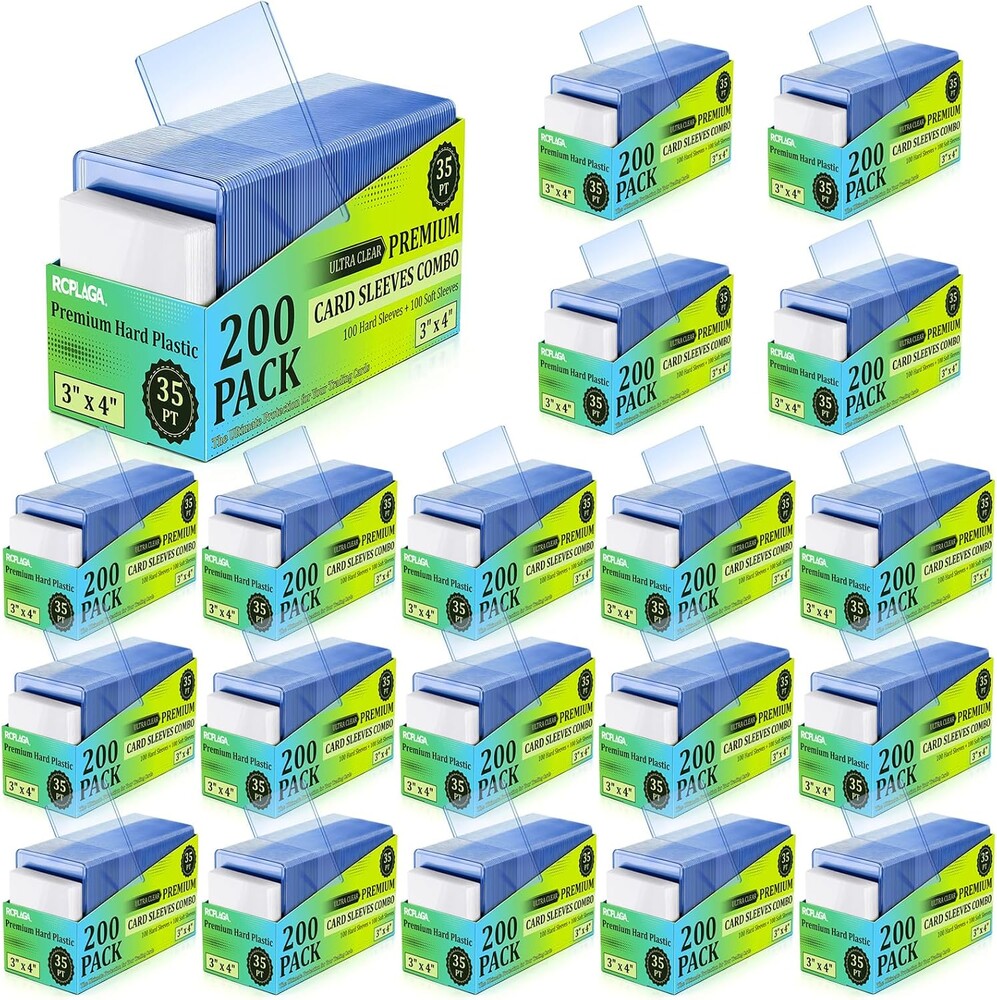 4000 Pack Card Sleeves Hard Plastic 3"X4" Baseball Cards Protectors Plastic | Premium Card Holder for Trading Sports Baseball Football Game Cards (2000 Rigid + 2000 Clear)