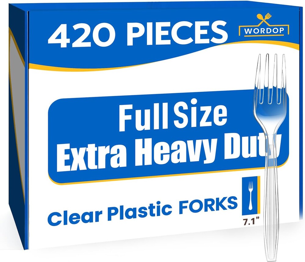 420 Count Extra Heavy Duty Plastic Forks Silverware – Heat Resistant & BPA Free Disposable Silverware Cutlery– Clear Premium Plastic Utensils for Parties & Events (Clear, 420 Forks)