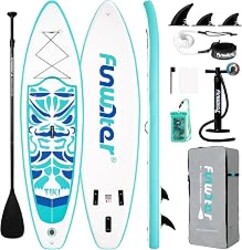 FunWater 8'/10'/10'6"/11'6" Inflatable Stand Up Paddle Board with Premium SUP Paddleboard Accessories, Wide Stable Anti-Slip EVA Deck,Paddle Boards for Adults & Youth of All Skill Levels