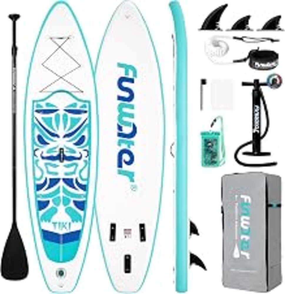 FunWater 8'/10'/10'6"/11'6" Inflatable Stand Up Paddle Board with Premium SUP Paddleboard Accessories, Wide Stable Anti-Slip EVA Deck,Paddle Boards for Adults & Youth of All Skill Levels