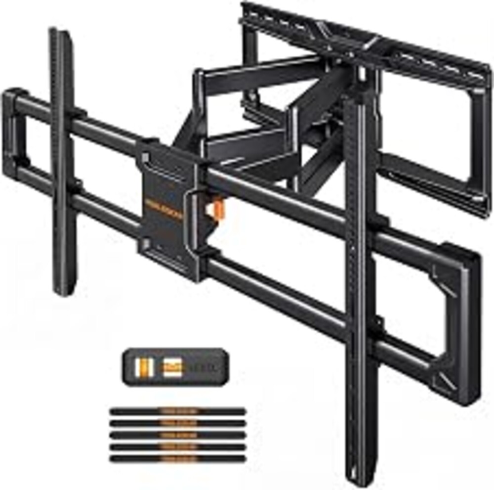 Perlegear Extra Large Full Motion TV Wall Mount for 55–120 Inch TVs up to 220 lbs, Heavy Duty TV Mount Wall Bracket with Smooth Tilt, Swivel & Extension, Fits 16″/24″ Wood Studs, Max VESA 900 x 600mm