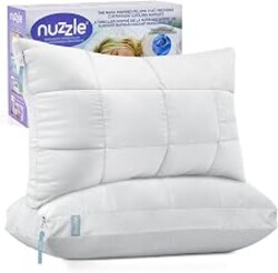 Nuzzle Pillows Standard Size Set of 2 Adjustable Firm Pillows, Luxury Hotel Collection Bed Pillows – Best Adjust Height Soft Cooling Pillows for Back, Stomach and Side Sleepers