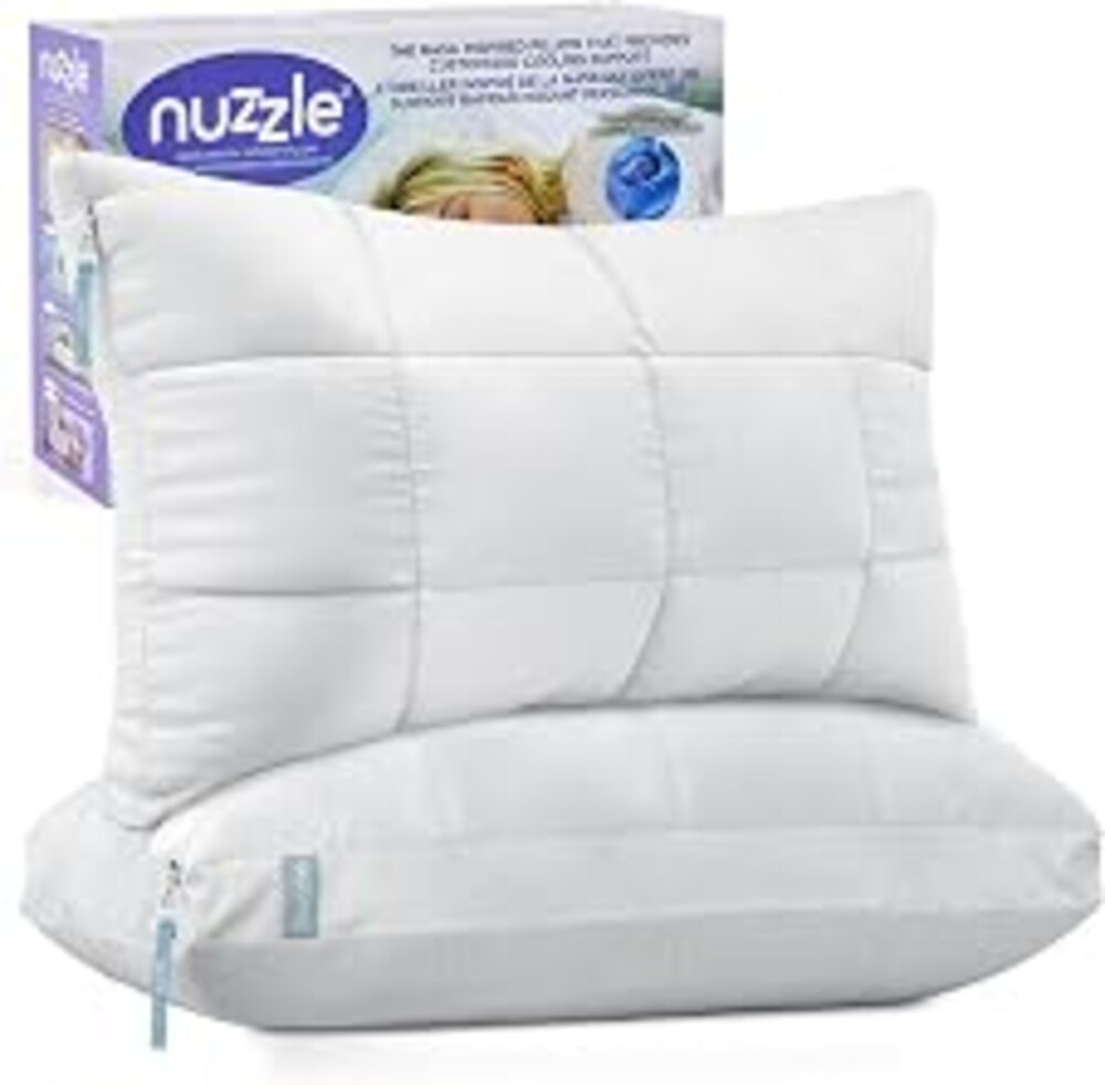 Nuzzle Pillows Standard Size Set of 2 Adjustable Firm Pillows, Luxury Hotel Collection Bed Pillows – Best Adjust Height Soft Cooling Pillows for Back, Stomach and Side Sleepers