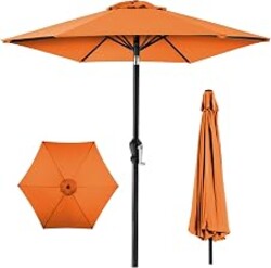 Best Choice Products 10ft Outdoor Patio Umbrella, Outdoor Table Umbrella, Yard Umbrella, Market Umbrella with 8 Sturdy Ribs, Push Button, Tilt and Crank - Orange