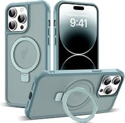 SKYLMW Compatible with iPhone 14 Pro Case with Invisible Magnetic O-Ring Stand Military-Grade Translucent Case for iPhone 14 Pro 6.1" [Compatible with Mag-Safe][Great Grip Feeling], Blue
