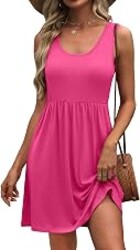 WIHOLL Women's Summer Dress 2026 A-Line Sleeveless Casual Sundress with Pockets Floral/Solid