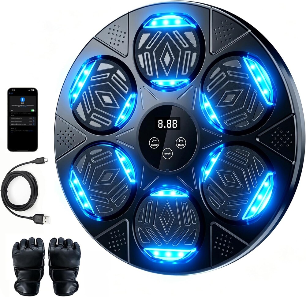 LOLBOX 2026 Music Boxing Machine for Adults and Kids, Smart Bluetooth Boxing Training Equipment with Gloves Wall Mounted, Workout Punching Machine for Home,Office and Gym