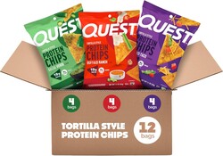 Quest Nutrition Game Day Tortilla Style Protein Chips Variety Pack, Buffalo Ranch, Salsa Verde, Loaded Taco (4 of Each), 1.1 oz (Pack of 12)