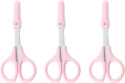 3 Pack Pink Grooming Scissors Set, Stainless Steel Eyebrow Scissor Facial Hair Trimming Scissor, Small Beauty Scissors for Nose Hair/Beard/Eyelash/Beauty Enthusiasts(3.8in)