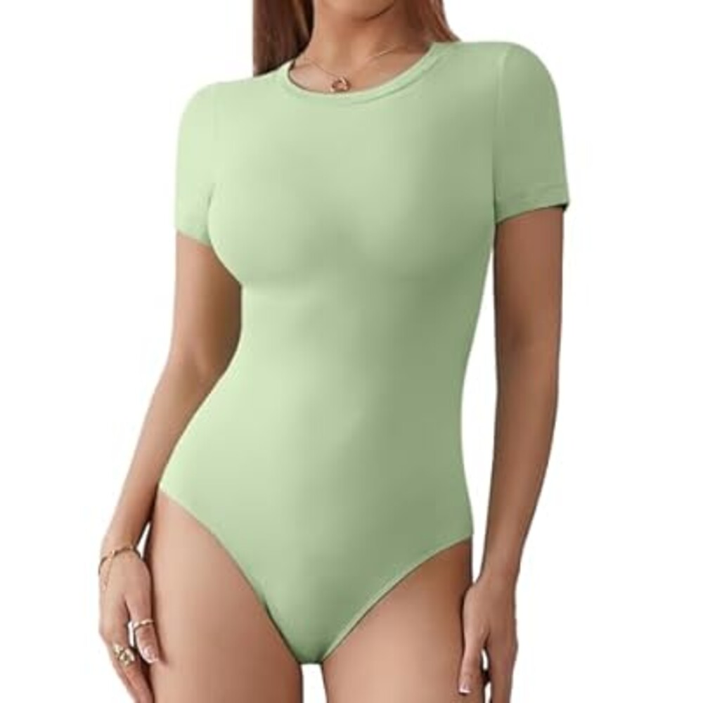 ATHMILE Tank Top Body Suits Women Sexy Crew Neck Racerback Halter Ribbed Sleeveless Bodysuit for Women