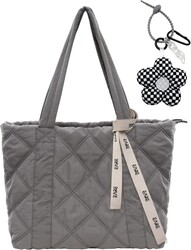 Puffer Quilted Tote Bag for Women Puffy Padded Purse with Zipper Work Nylon Soft Purse