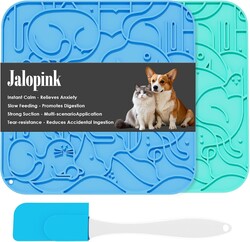 Jalopink Lick Mat for Dogs & Cats, Dog Lick Mat with Suction Cups for Anxiety Relief, Slow Feeder Dog Licking Mat, Puppy Licki Mat for Bath Time, Grooming & Training 2 Pack