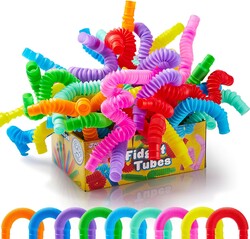JOYIN 18 Pack Pop Tubes, Sensory Toys (Small) Fidget Toys Party Favors - 9 Colors, Creativity Learning & Fun for Kids - Perfect for Prizes Goodie Bags, Classroom School Reward