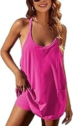 Faleave Women's Summer Sleeveless Mini Dress Athletic Dress Spaghetti Strap Short Tennis Dress with Pockets