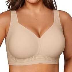 Vertvie Jelly Bras for Women Plus Size Minimizer Soft Wireless Push Up Bra Full Supportive Older Lift Back Coverage Bralette