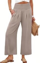ANRABESS Womens Wide Leg Palazzo Pants with Pockets | Lightweight Breathable High Waisted Pants, Beach Vacation Flowy, Lounge & Casual Summer Trousers