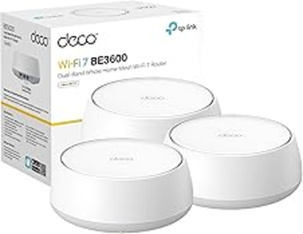 TP-Link Deco 7 BE23 Dual-Band BE3600 WiFi 7 Mesh Wi-Fi System | 4-Stream 3.6 Gbps, 160 Mhz | Covers up to 6,500 Sq.Ft | 2× 2.5G Ports Wired Backhaul | VPN,MLO,AI-Roaming, HomeShield, 3-Pack