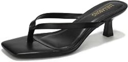 LULLASONG Women's Kitten Heels Sandals Square Open Toe Flip Flop Heels 1.8-2 Inch Heeled Sandals for Women