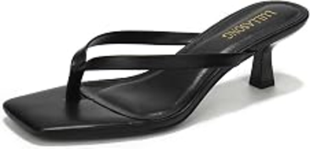 LULLASONG Women's Kitten Heels Sandals Square Open Toe Flip Flop Heels 1.8-2 Inch Heeled Sandals for Women