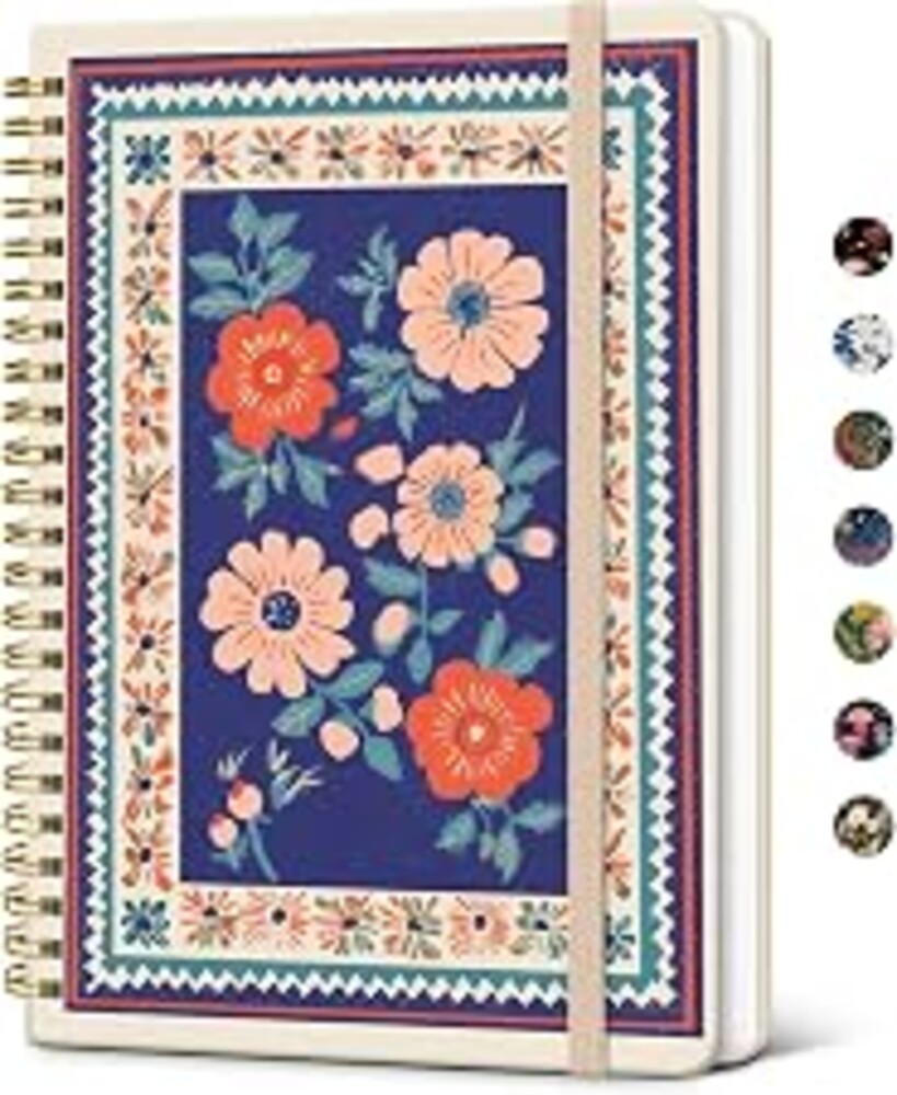 Taja Lined Spiral Notebook Journal for Women A5(5.8" × 8.3"), Cute Hardcover Notebook for Work, School & Note Taking, Pretty College Ruled Journal for Writing, 140 Pages, Folk Bloom