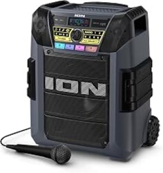 ION Block Rocker XL - Portable Bluetooth Outdoor Party Speaker, 220W, with Karaoke Microphone, Battery, 5 Speakers, Lights, Radio, USB Charging and App