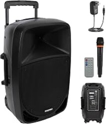 1200W Portable Bluetooth PA Speaker - 12’’ Subwoofer, LED Battery Indicator Lights w/Built-in Rechargeable Battery, MP3/USB/SD Card Reader, and UHF Wireless Microphone - Pyle PSBT125A