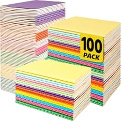 YesBes 100 Pack Mini Composition Notebook Bulk, Small Pocket Notebook 3.5 Inch x 5.5 Inch, Colored Notebook Wide Ruled, 10 Colors 24 Sheets (48 Pages) for Traveler, Students, School Supplies