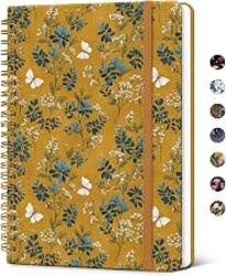 Taja Spiral Journal Notebook for Women, Pretty Hardcover Lined Notebook for Work & Note Taking, Aesthetic Cute Journal for Writing, 140 Pages, 5.8"x8.3", Golden Grove