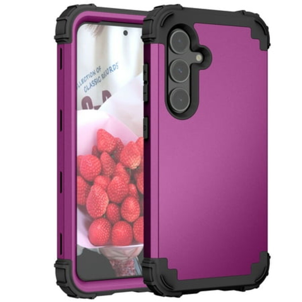 Dteck for Galaxy S23 FE Case, Heavy Duty Shockproof Protection Soft Silicone Rubber+Hard Plastic Bumper Hybrid Protective Case for Samsung Galaxy S23 FE 5G (6.4") 2023,Purple