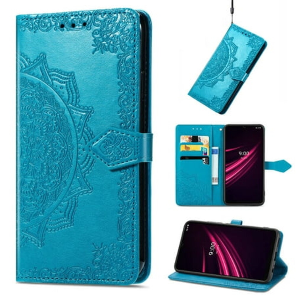 Dteck for Samsung Galaxy A25 5G Wallet Phone Case,Embossed PU Leather Magnetic Clasp Case with Credit Card Slots Holder Phone Cover with Strap for Samsung Galaxy A25,Blue
