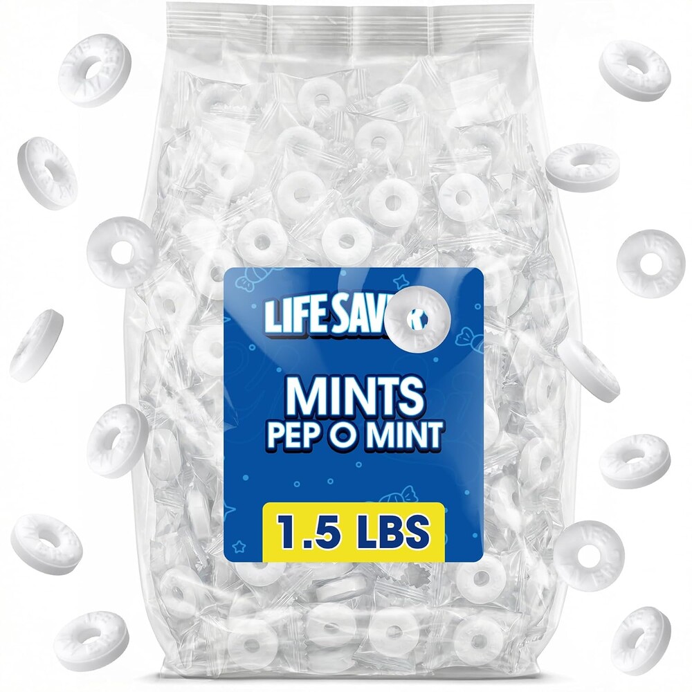 Pep O Mint Hard Candy - 1.5 lb Bulk Bag - Peppermint Individually Wrapped - Classic Refreshing Breath Mints for Sharing, Gifting, Office, Home, and Partie