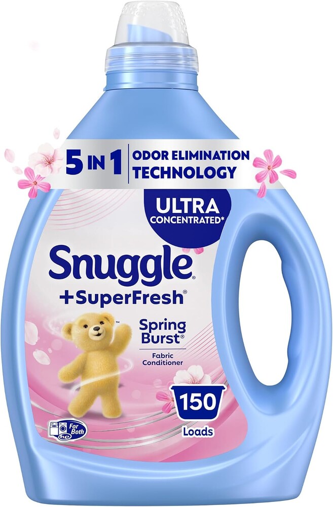 Snuggle SuperFresh Fabric Softener Liquid, Ultra Concentrated, 78.8 Oz, 150 Medium Loads, Spring Burst Fabric Conditioner, Lasting Scent, Fights Stubborn Odors, Softens, Reduces Static & Wrinkles