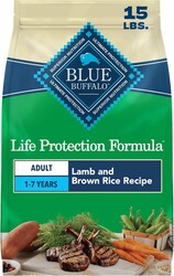 Blue Buffalo Life Protection Formula Lamb & Brown Rice Adult Dry Dog Food, Supports Immunity with Antioxidant-Rich LifeSource Bits, Promotes Healthy Muscle Development, Skin & Coat Health, 15 lbs.