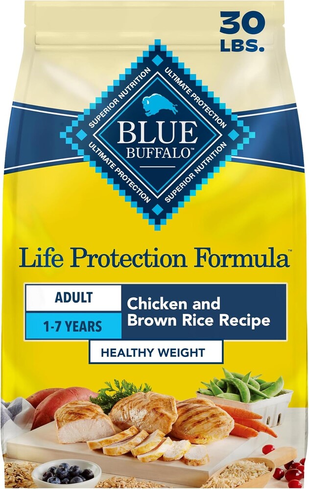 Blue Buffalo Life Protection Formula Healthy Weight Adult Dry Dog Food, Chicken & Brown Rice, Supports Immunity with Antioxidant-Rich LifeSource Bits, Promotes Lean Muscles & Weight Control, 30 lbs.