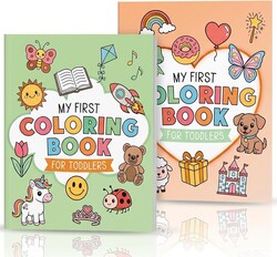 ZICOTO Fun Coloring Book for Toddlers - Set of 2 Cute My First Toddler Coloring Books with Big Simple Designs - Easy Learning Activity Book for Kids, Boys and Girls to Keep Little Ones Engaged