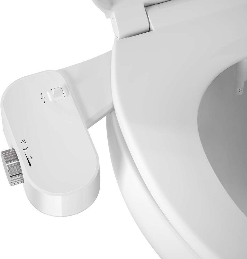 Bidet Toilet Seat Attachment with Rear and Feminine Wash, Bidet Attachment for Toilet with Self-Cleaning and Adjustable Bidet Sprayer & 21°Angle Control (Chrome)