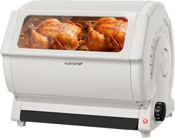 NutriChef Horizontal Rotating Shawarma Oven | Rotisserie, Shawarma & Kebab Machine | Includes Large 22.4 Quart Capacity, 3-Hour Timer & 6 Kebab Skewers | Ideal for Chicken,Turkey & Lamb | White