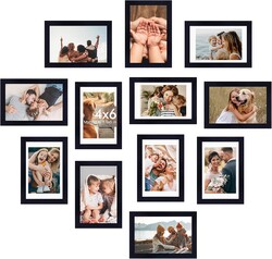 Fixwal 4x6 Picture Frame Set of 12 with Shatter Resistant Plexiglass, Classic Thin Border Black Photo Frames for Home Office Decor Wall Display