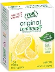TRUE LEMON Original Lemonade Drink Mix (30 Packets) | Made from Real Lemon | No Preservatives, No Artificial Sweeteners, Gluten Free | Water Flavor Packets & Water Enhancer with Stevia