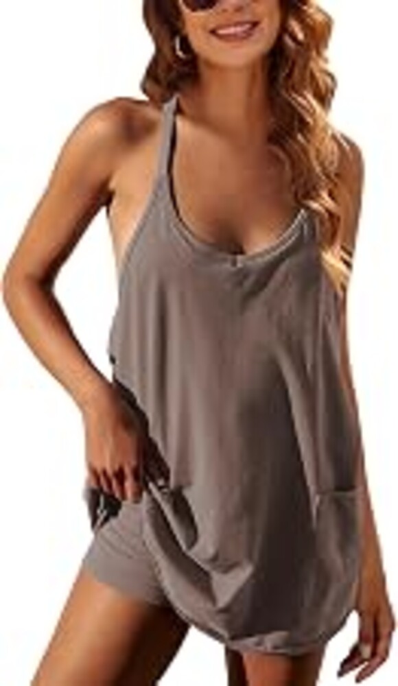 Faleave Women's Summer Sleeveless Mini Dress Athletic Dress Spaghetti Strap Short Tennis Dress with Pockets