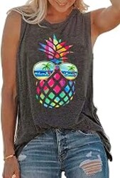 Womens Tank Tops Summer T Shirts Sleeveless Casual Loose Tunic Blouses 2026
