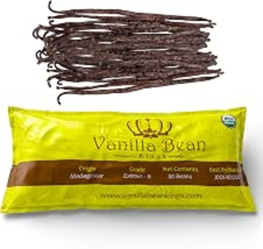 50 Organic Madagascar Vanilla Beans - Whole Grade B Pods for Baking Homemade Extract Brewing Coffee Cooking