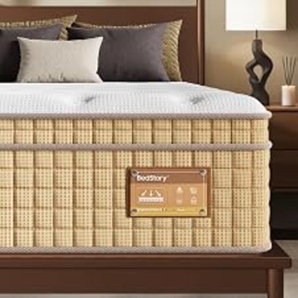 BedStory 14 inch Medium Firm King Mattress, Deep Sleep Hybrid Mattresses in a Box, Zoned Lumbar Support for & Back Pain Relief, Made in USA, CertiPUR-US Certified, 365 Night Trial, 10-Year Warranty