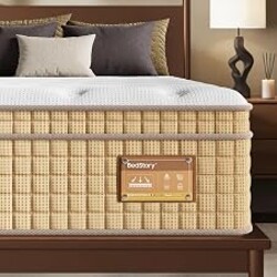 BedStory 14 inch Medium Firm King Mattress, Deep Sleep Hybrid Mattresses in a Box, Zoned Lumbar Support for & Back Pain Relief, Made in USA, CertiPUR-US Certified, 365 Night Trial, 10-Year Warranty