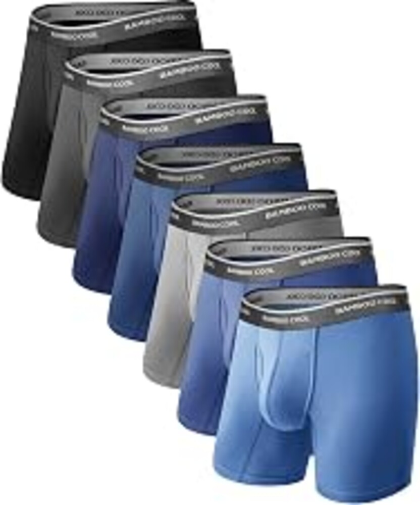 BAMBOO COOL Men's Underwear Breathable Boxer Briefs with Fly Moisture-Wicking Lightweight Underwear 7-Pack