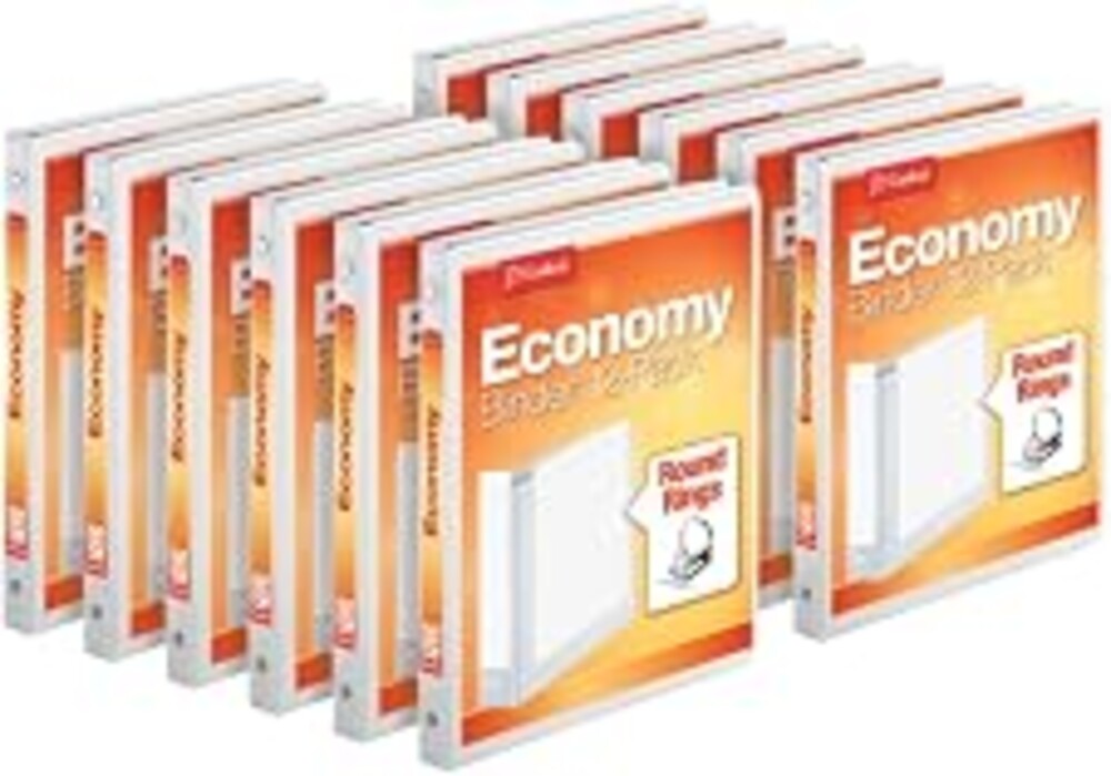 Cardinal 0.5 Inch 3 Ring Binders, White, 12 Pack, Round Ring Binder, Holds 125 Sheets, PVC Free, Customizable Covers, 2 Pocket View Binders for Office and School Organization